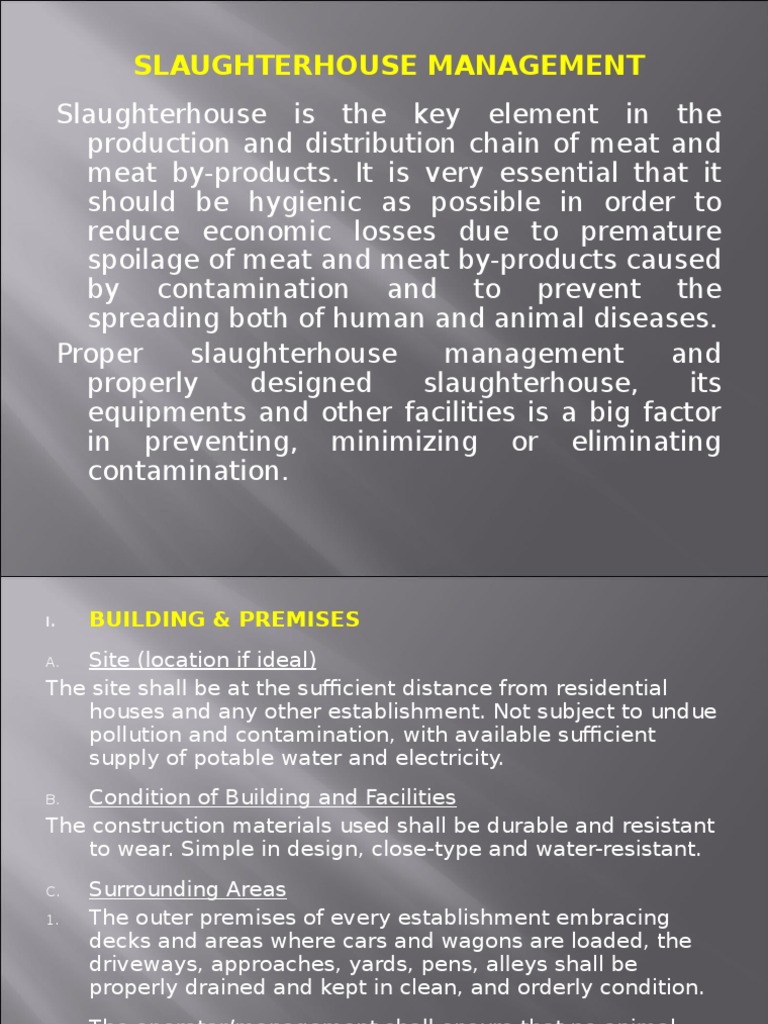 Slaughterhouse Management, Final PDF Slaughterhouse Meat