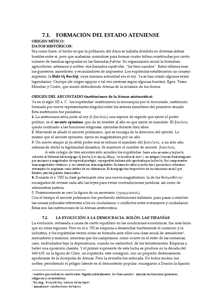 Formación Del Estado Ateniense | PDF | Atenas antigua | Estados de la ...
