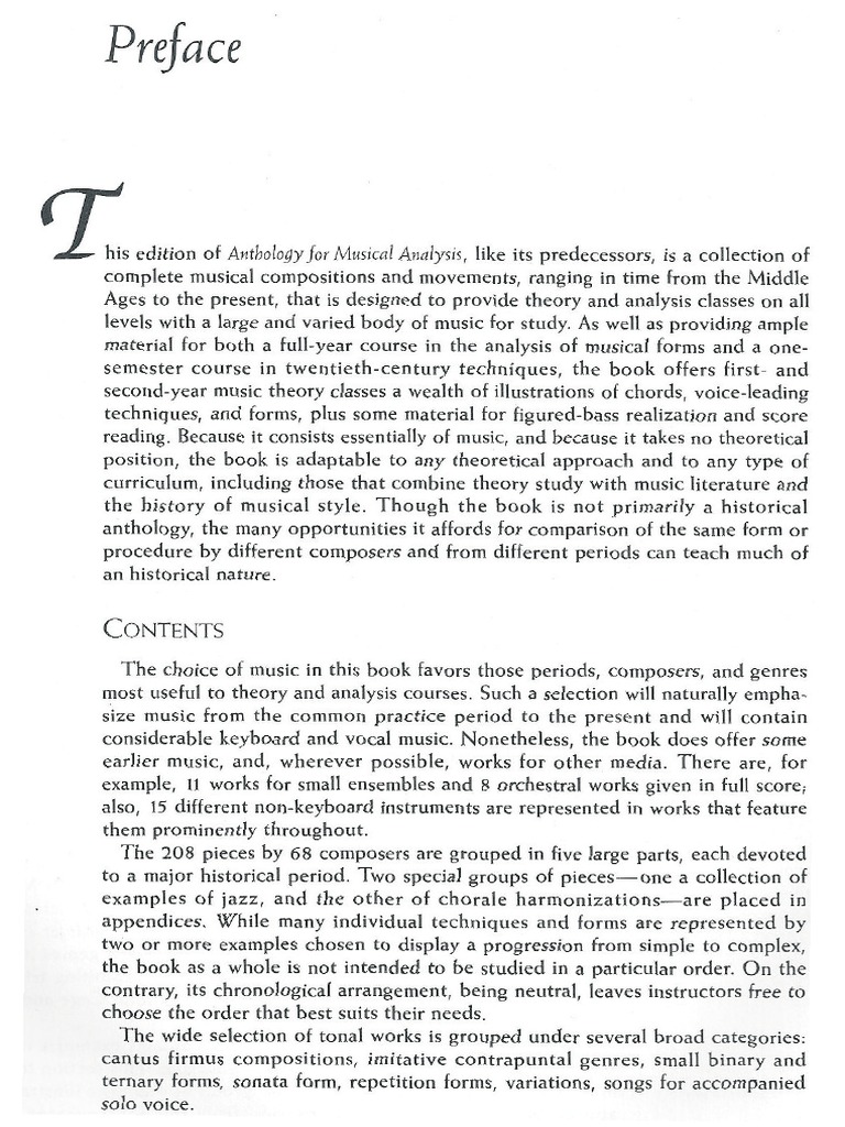 Burkhart - Anthology Musical Analysis - Preface | PDF