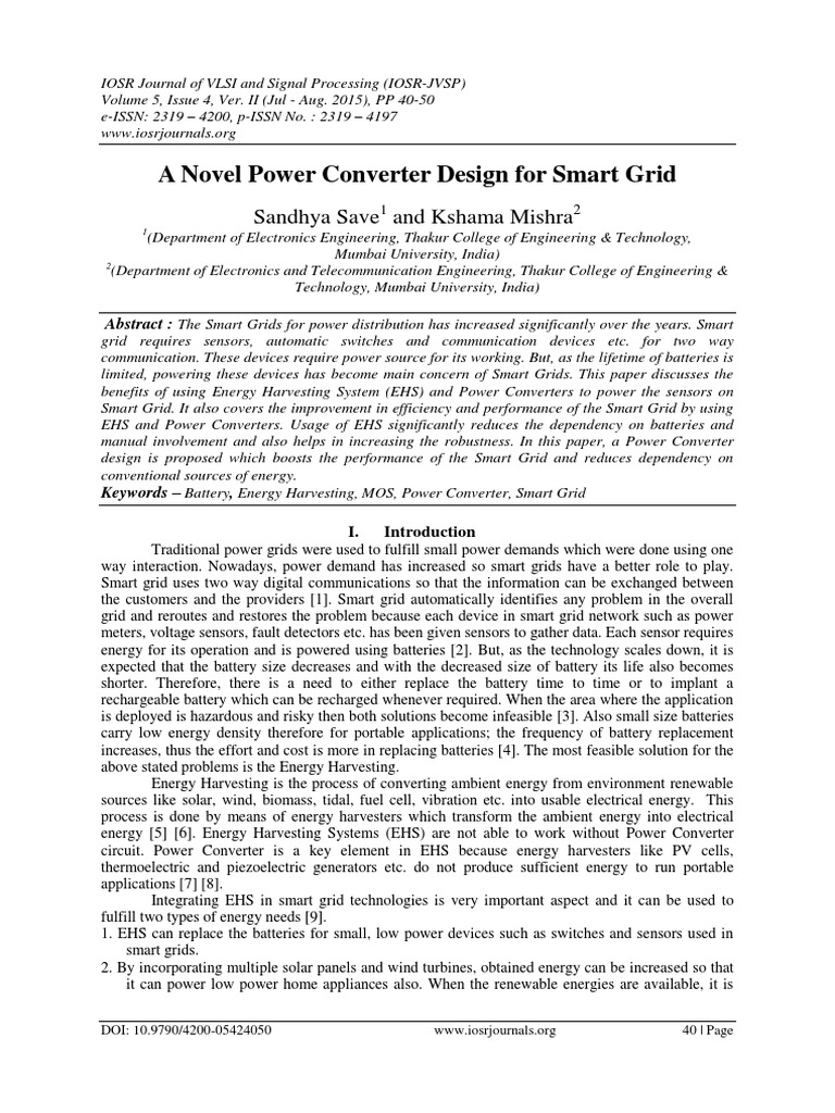 A Novel Power Converter Design For Smart Grid | PDF | Energy Harvesting ...