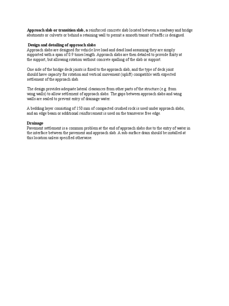 Design and Detailing of Approach Slabs | PDF