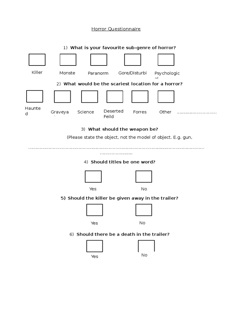 Horror Questionnaire | PDF