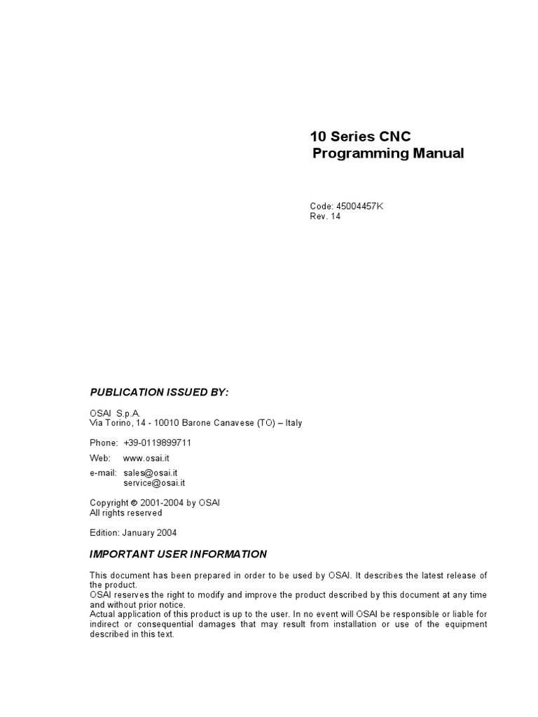 Onsrud Osai 10 Progmanual | PDF | Bracket | Numerical Control