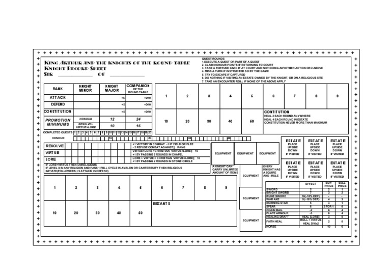 Knight Record Sheet Template | PDF | Home & Garden