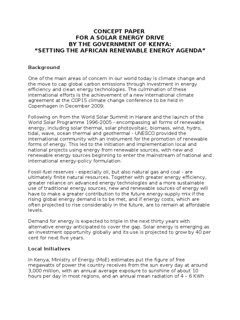 Solar Energy Concept Paper PDF Renewable Energy Solar Energy