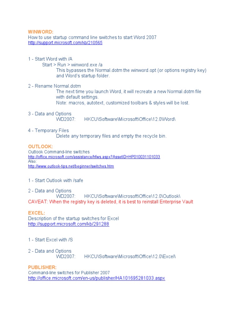 WinWord Command Line Startup Guide | PDF | Windows Registry | Command ...