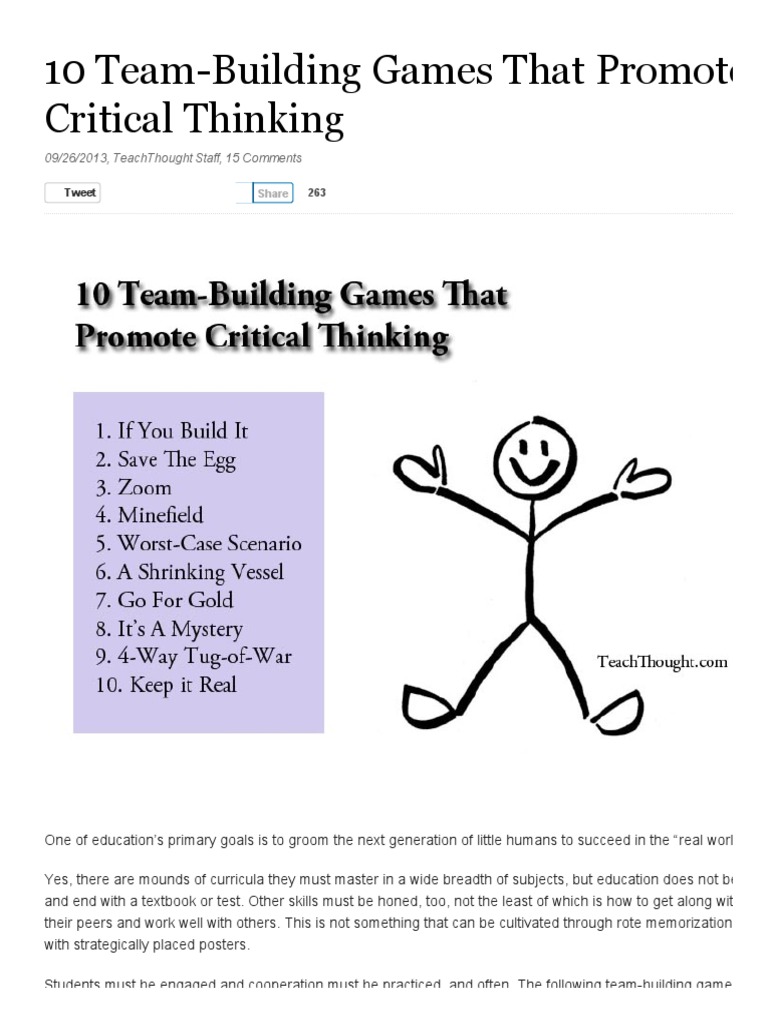 critical thinking activities for team building