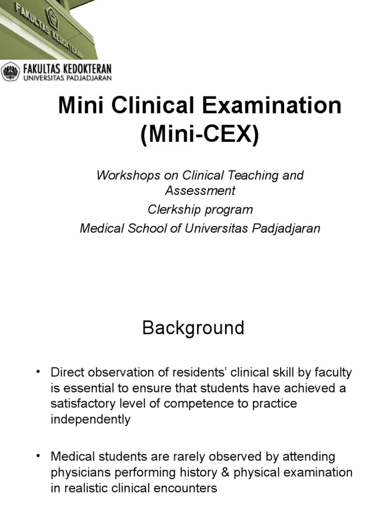 Mini Clinical Examination (MiniCEX) Physical Examination
