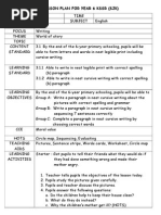 Lesson Plan For Year 6 KSSR-SJK