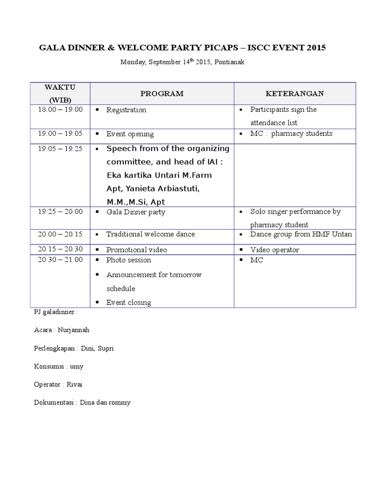 Gala Dinner Program Overview 2015 | PDF