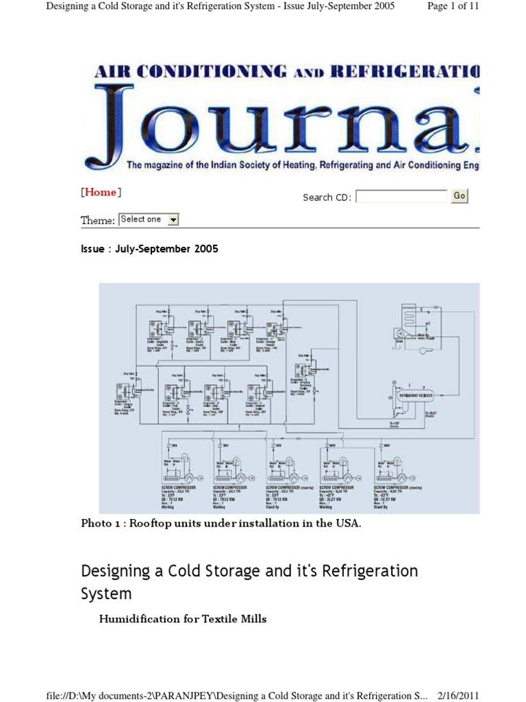 Cold Storage Refrigeration Design Insights | PDF | Refrigeration | Gas ...