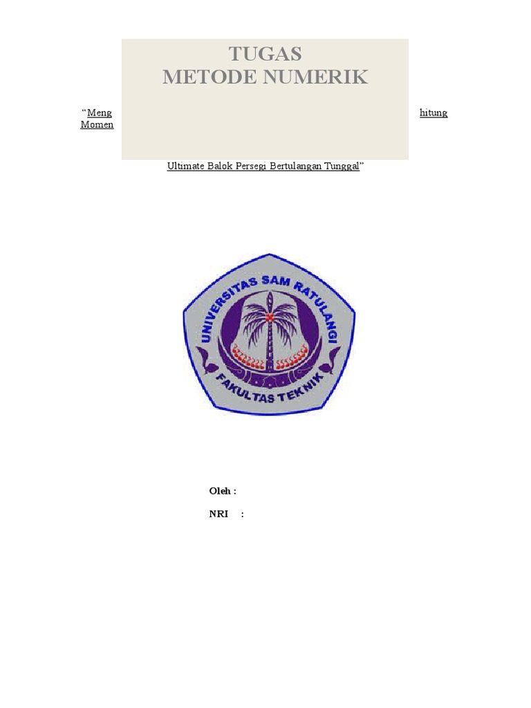 Menghitung Momen Ultimate Balok Persegi Bertulangan Tunggal | PDF