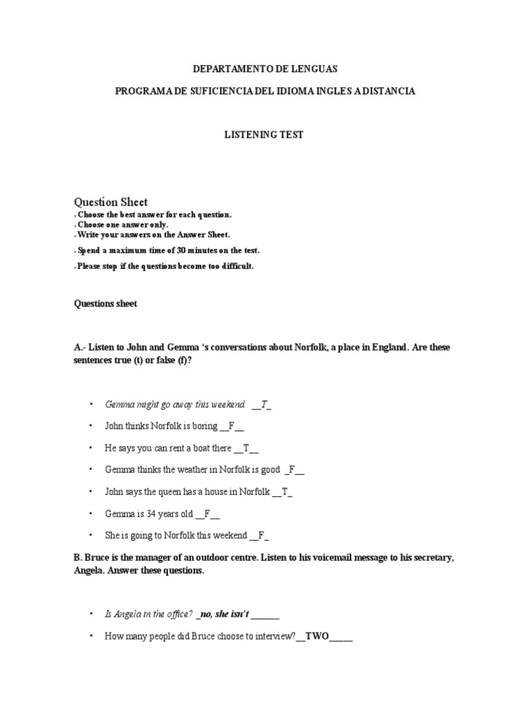 Placement Test Forma 1 2015 | PDF | Leisure