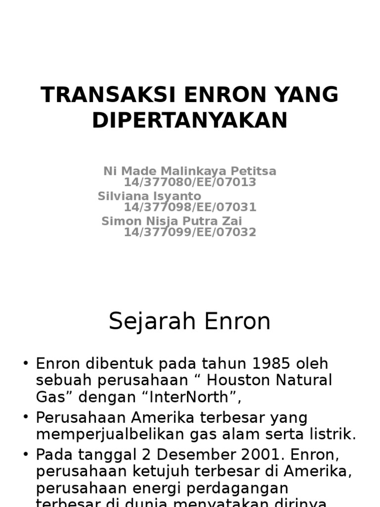 Kegagalan Enron: Analisis Transaksi SPE | PDF