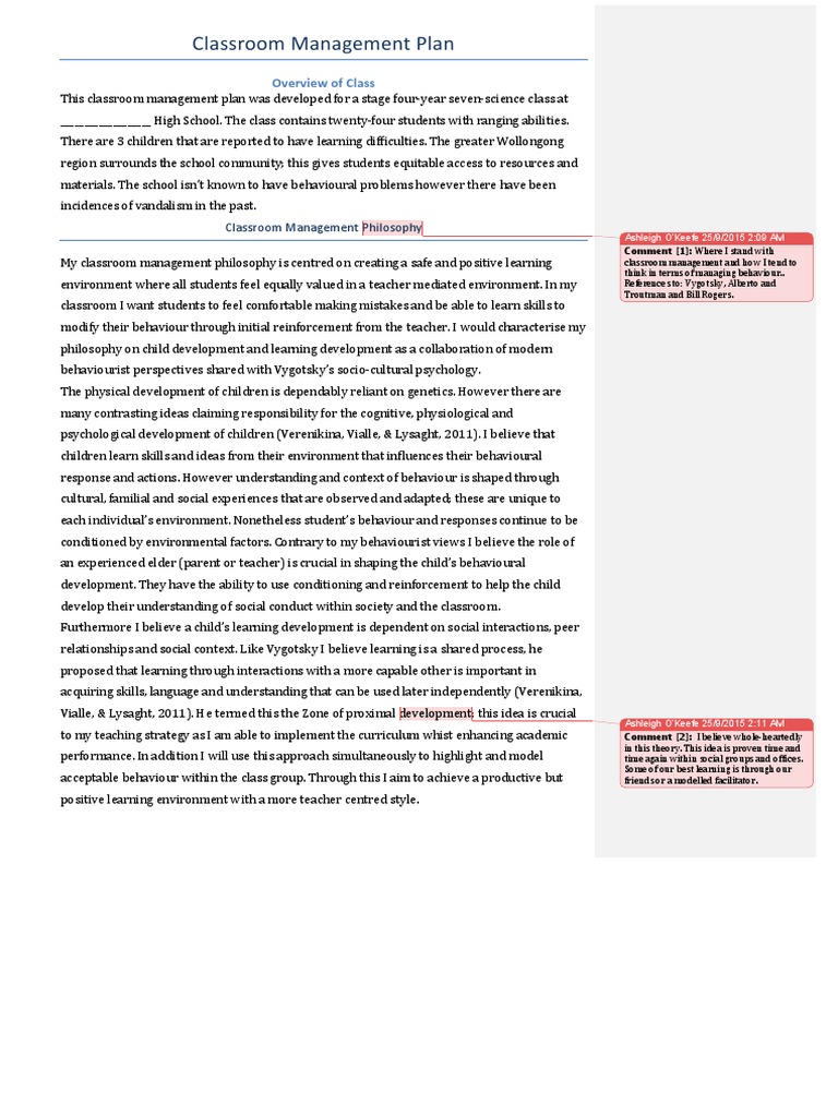 Effective Classroom Management Plan | PDF | Behaviorism | Classroom