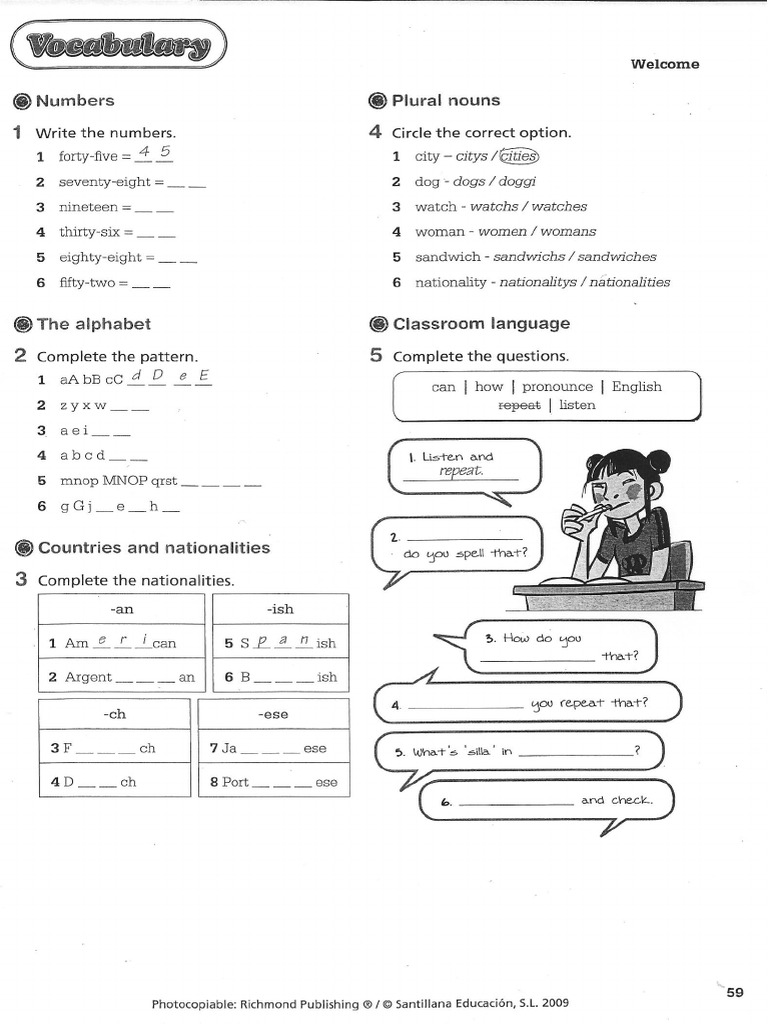 Fichas de Ingles 1 ESO