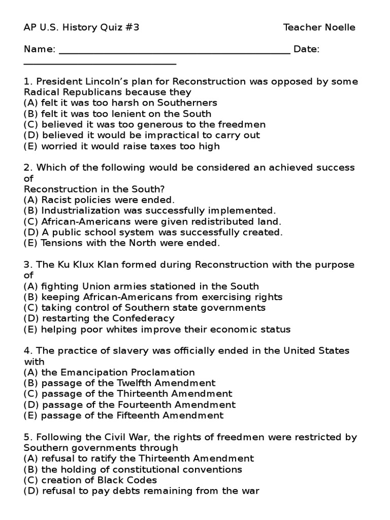 assignment 12 quiz 3 reconstruction