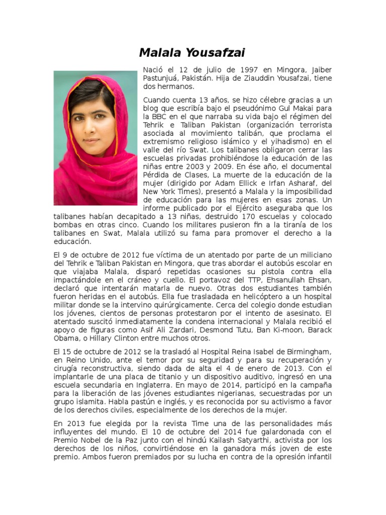 Biografia Malala Yousafzai | Malala Yousafzai | Abusos de derechos humanos