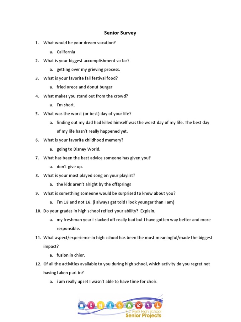 Senior Survey Insights and Reflections | PDF