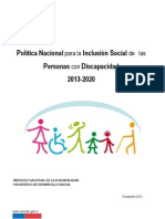 Politica Nacional Para La Inclusion Social de Las Personas Con Discapacidad