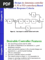 Controller Design (Based On Transient Response Criteria: To Determine Controller Settings For P, PI or PID Controllers