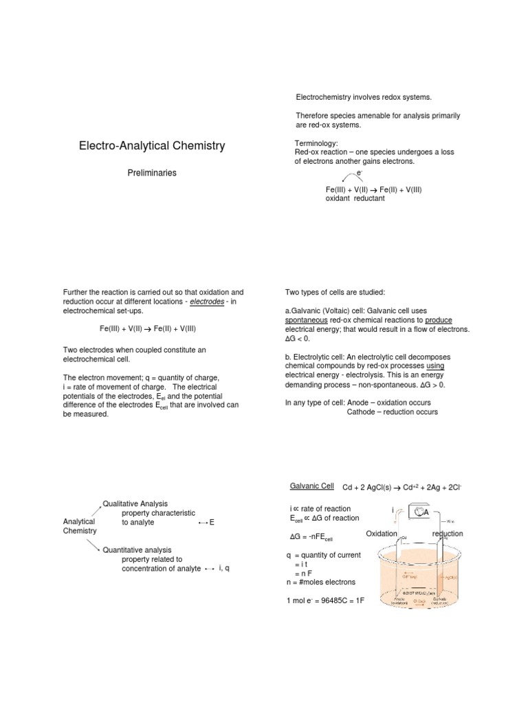Electro-Analytical Chemistry Basics | PDF | Electrochemistry | Redox
