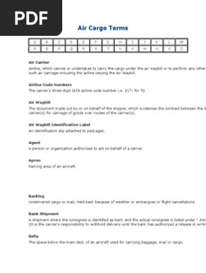 Air Cargo Terms