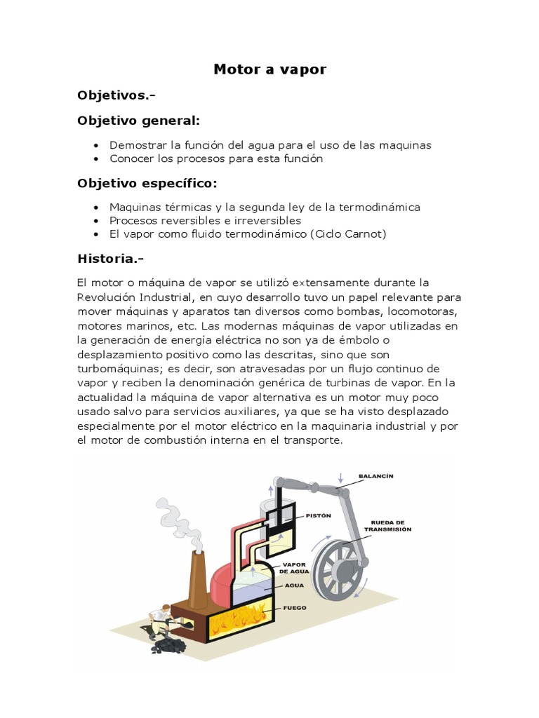 frecuencia paso Arturo Mi Proyecto Motor A Vapor | PDF | Termodinámica | Vapor