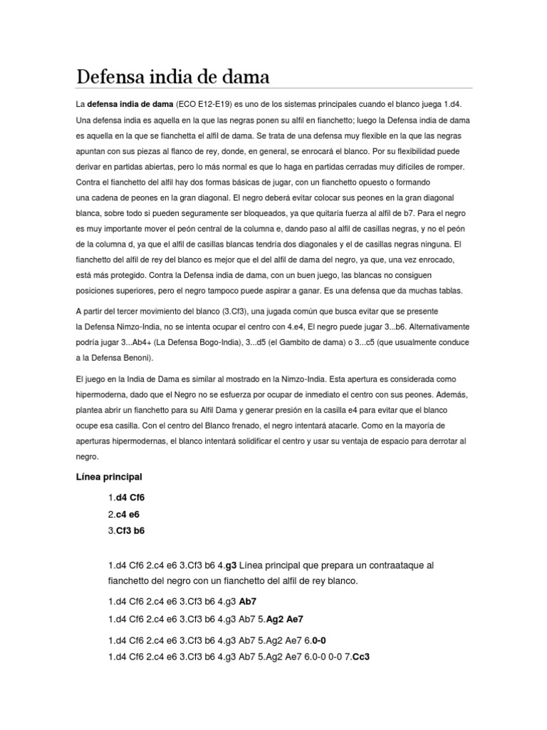 Estrategia de Defensa India de Dama | PDF | Juegos competitivos ...
