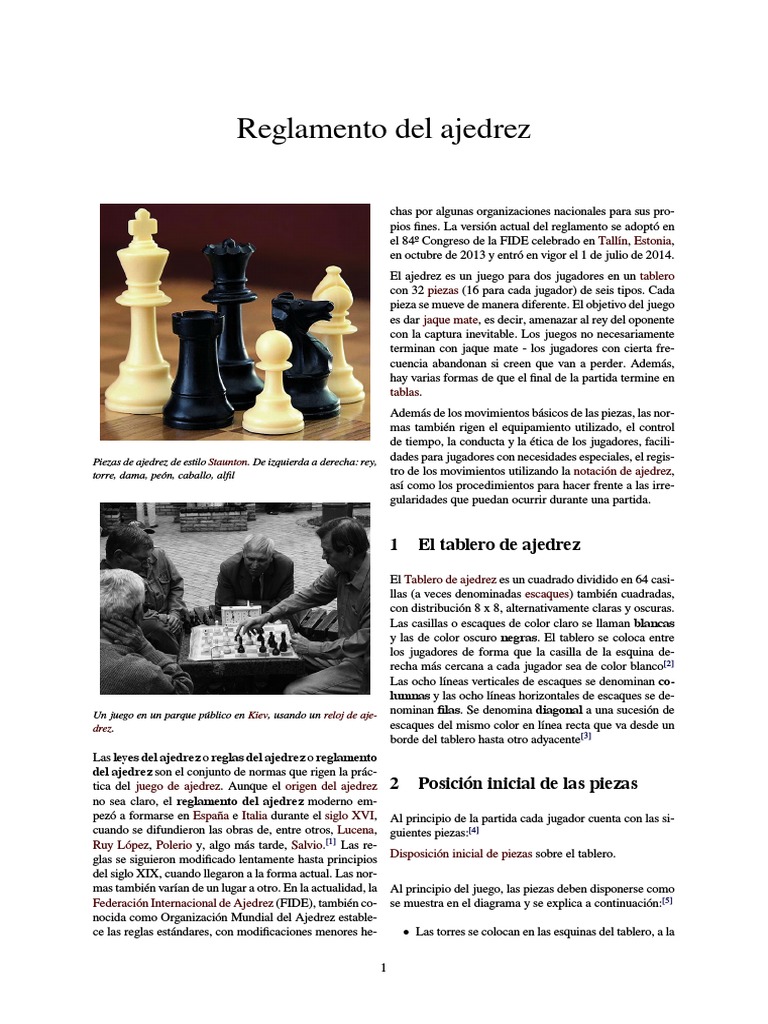Reglamento del ajedrez 1 El tablero de ajedrez