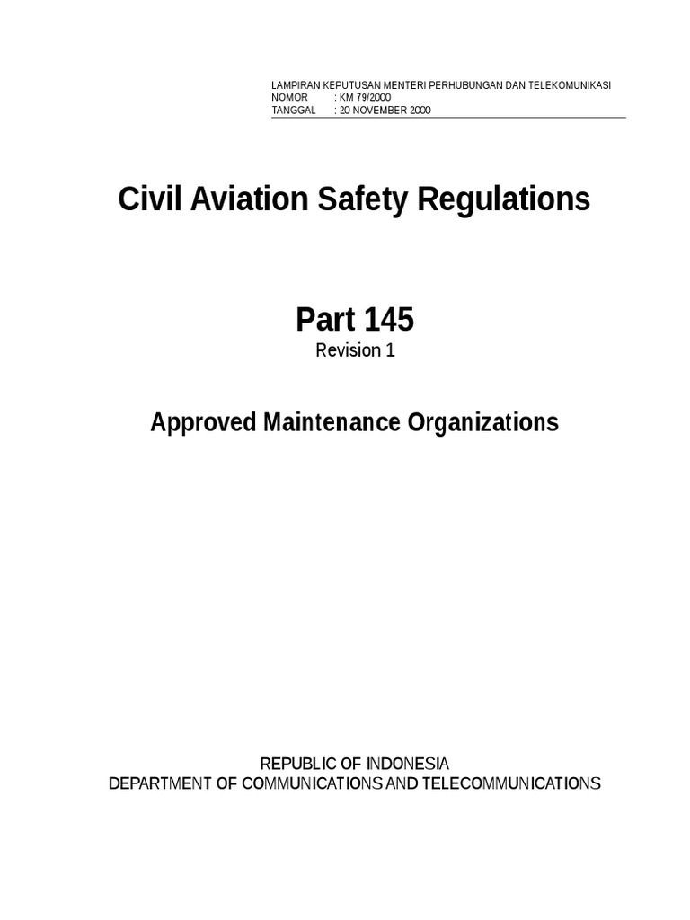CASR Part 145: Approved Maintenance Organizations | PDF | Pressure ...
