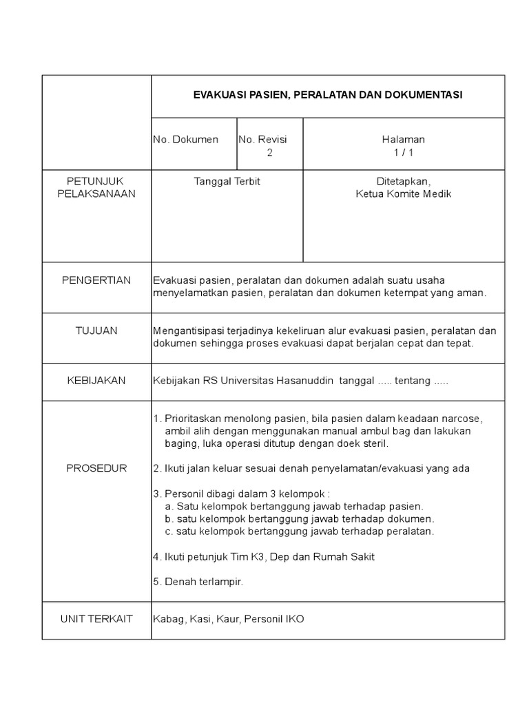 Evakuasi Pasien Peralatan Dan Dokumentasi