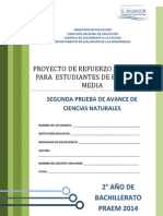 Segunda Prueba de Avance Ciencias Naturales Segundo Ao de Bachillerato - Praem 2014 PDF