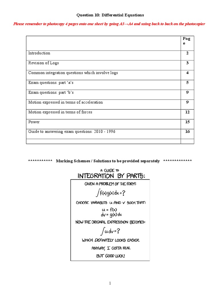 Differential Equations Exam Guide | PDF | Speed | Force
