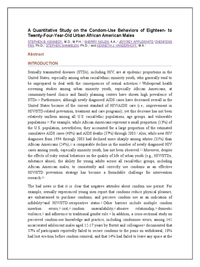 A Quantitative Study On The Condom PDF Safe Sex Sexually