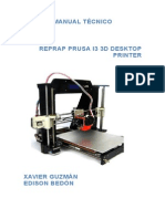 Manual Reprap Prusa I3 3d Desktop