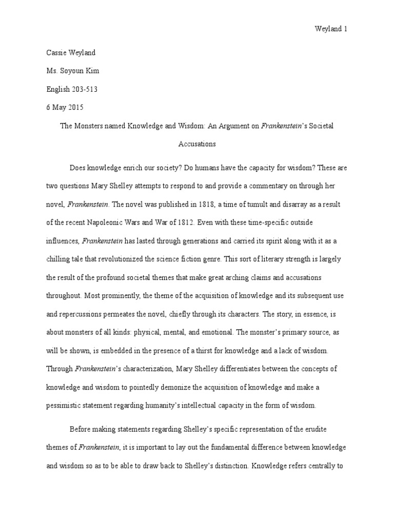 Frankenstein essay examples image
