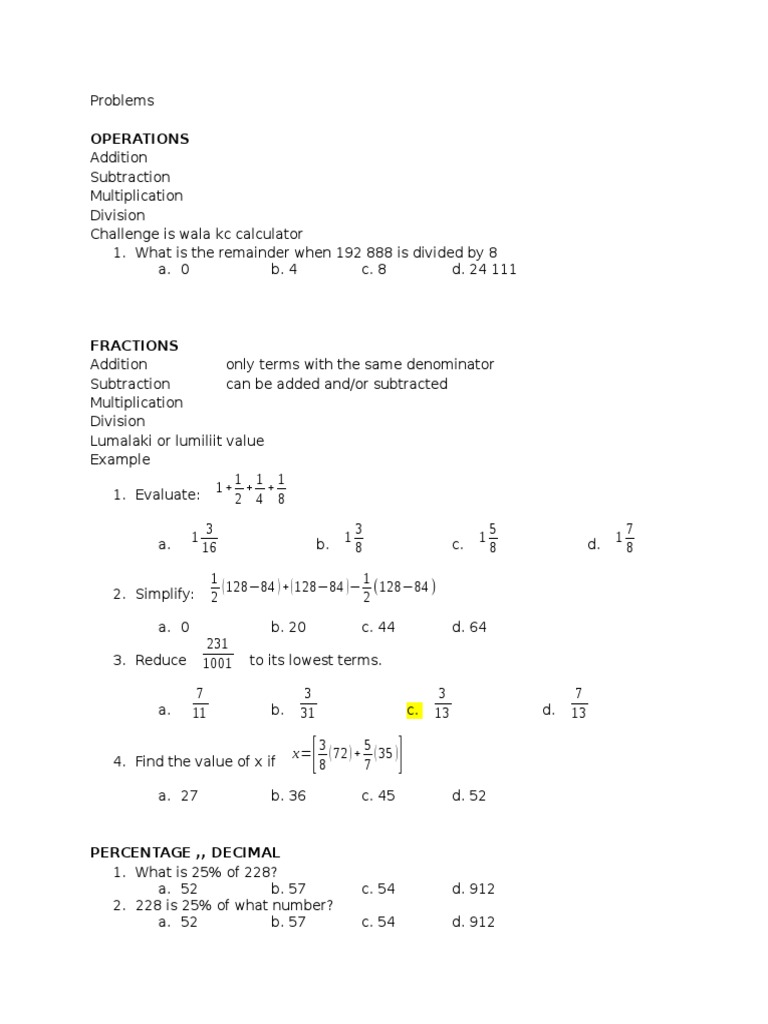 Civil Service Review | PDF | Fraction (Mathematics) | Arithmetic