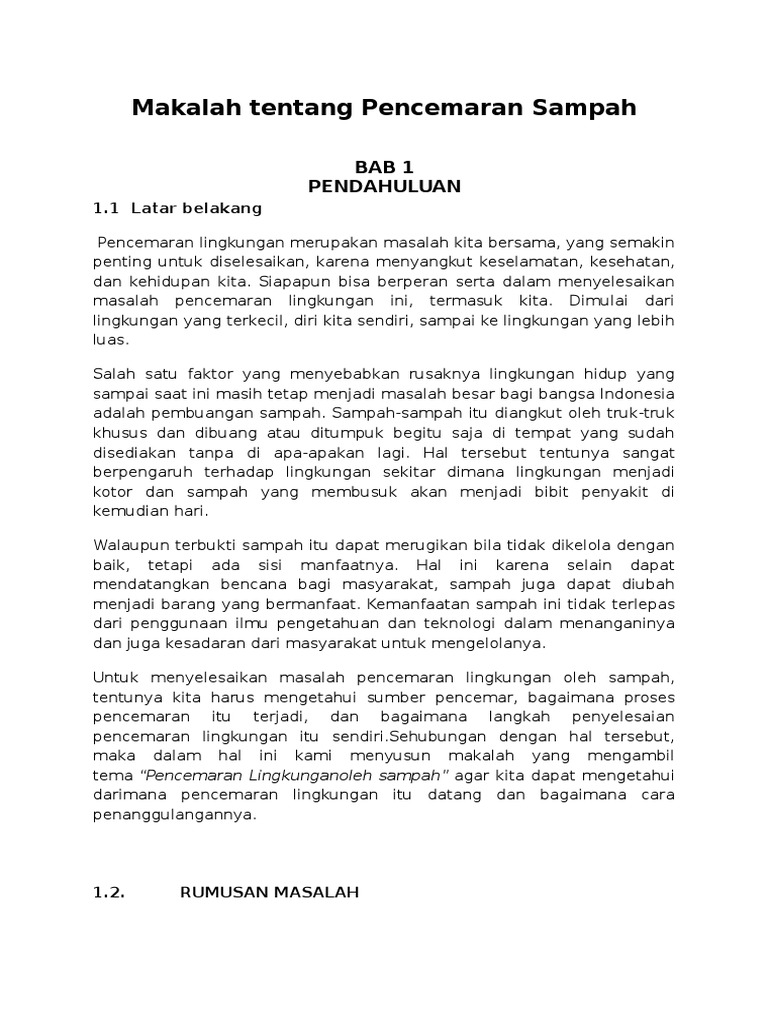 Makalah Pencemaran Sampah (Fix) | PDF