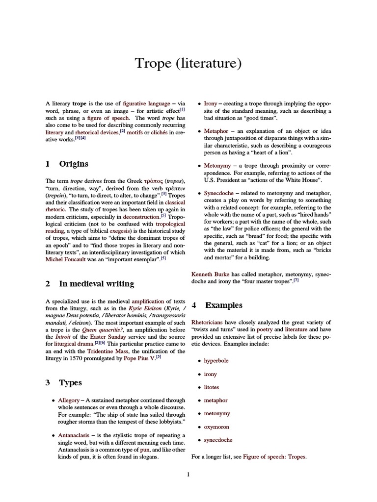 Trope Definition and Examples of Trope in Speech and Literature • 7ESL