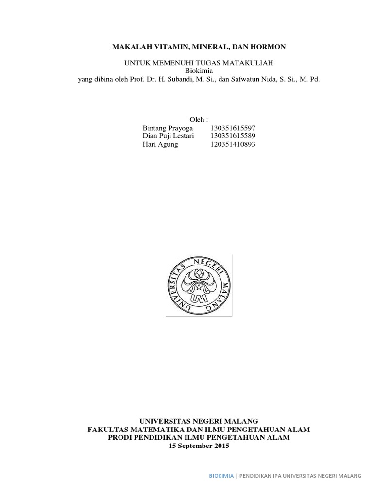 Makalah Vitamin Hormon Dan Mineral