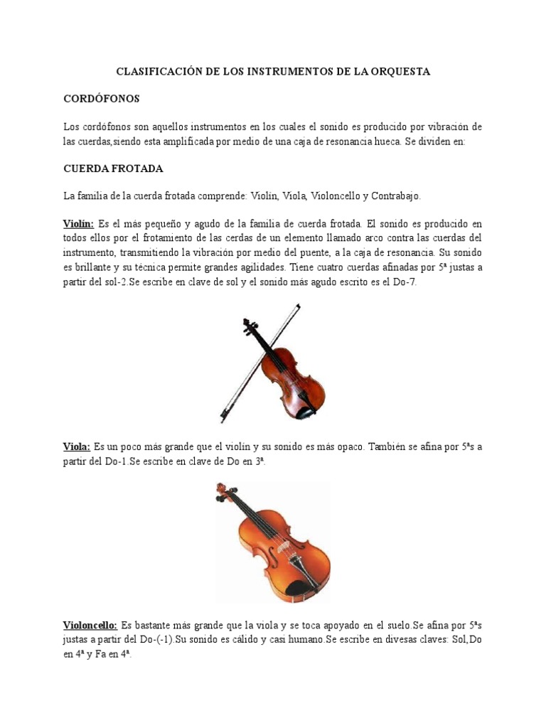 Clasificación de Los Instrumentos de La Orquesta | PDF | Clarinete ...
