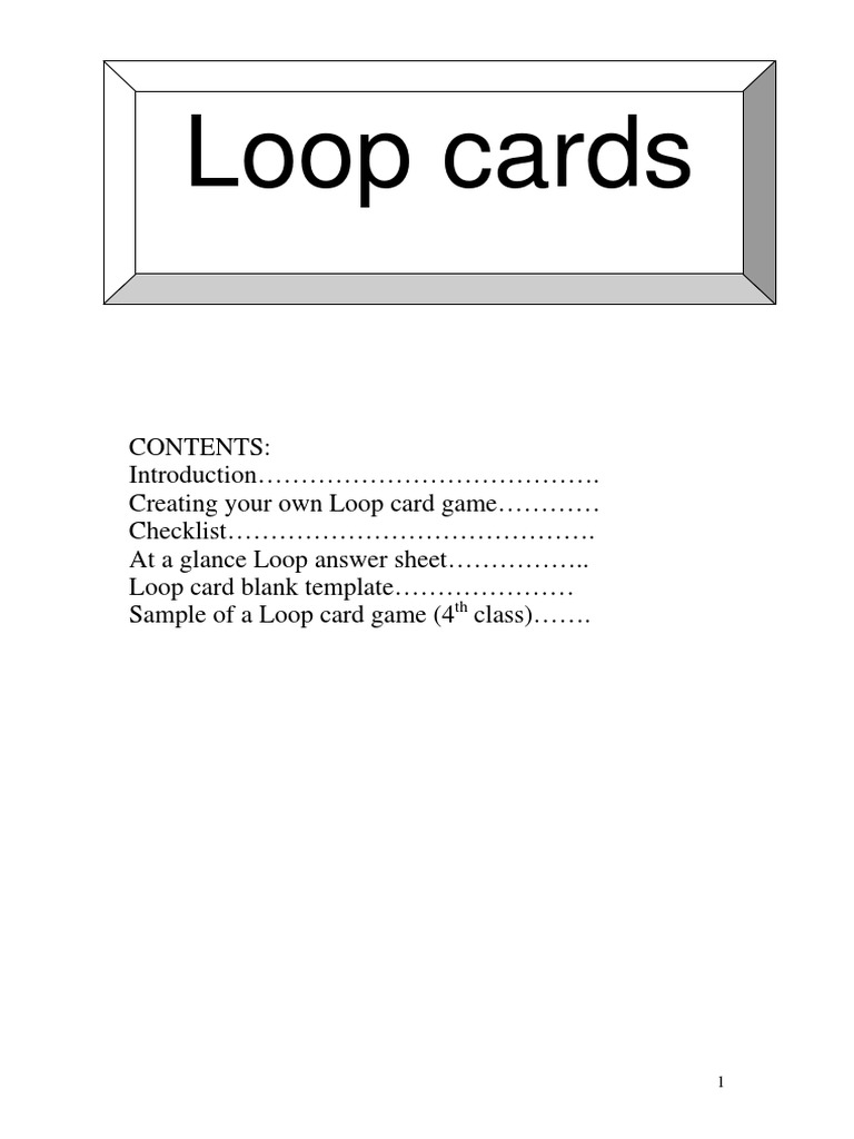 Looping Around A Sample Loop Card Game for Revising Mathematical