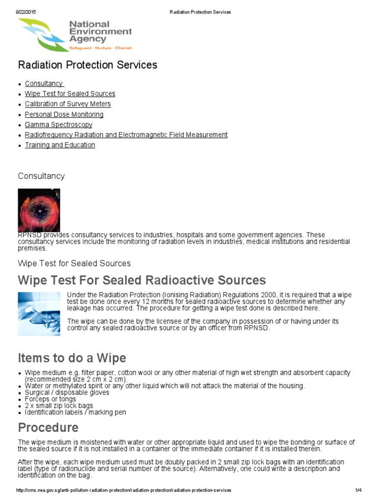 Radiation Protection Services PDF Radioactive Contamination Ionizing Radiation