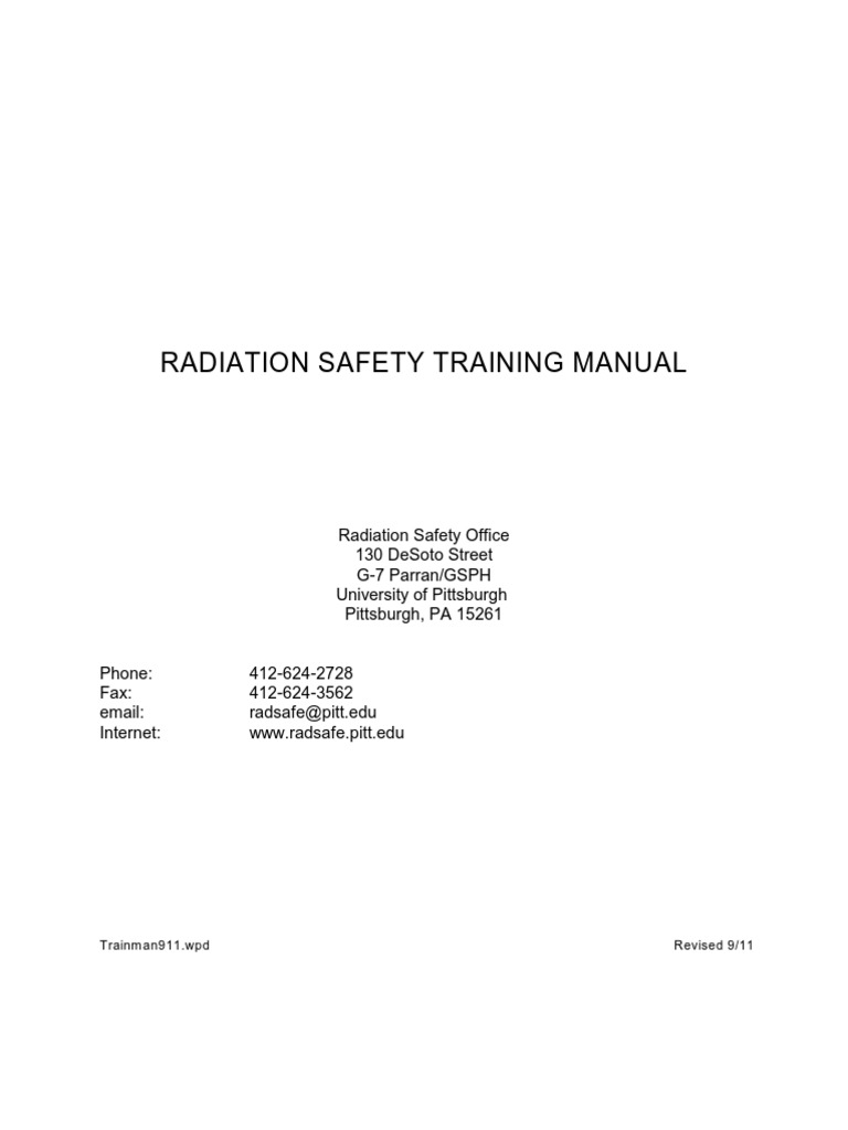Radiation Safety Training Manual Absorbed Dose Radioactive Decay