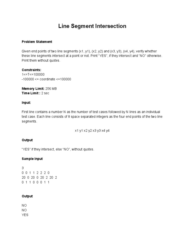 Line Segment Intersection Checker | PDF | Teaching Methods & Materials