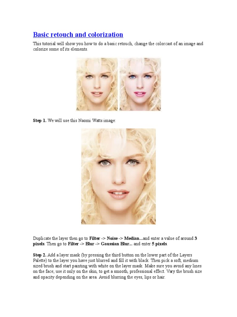 Basic Image Retouching & Colorization Guide | PDF
