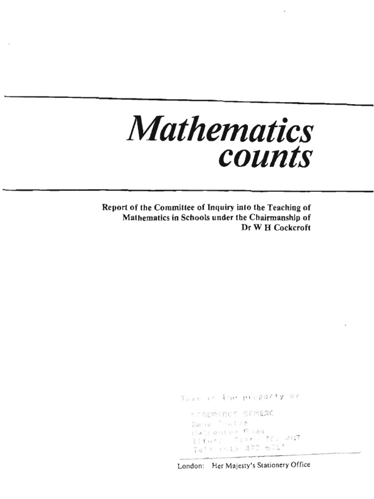 Mathematics Counts PDF Teachers Teaching Mathematics