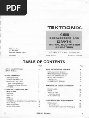 Tektronix 465 & DM44 manuale di istruzioni: pettine rilegato e
