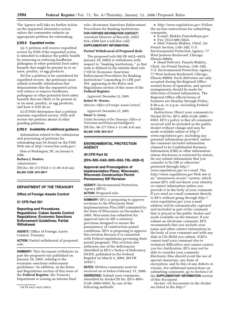 Proposed Rule Changes for Food Safety | PDF